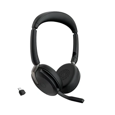 Immagine di Jabra Evolve2 65 Flex Link380c UC Computer Cuffie On Ear Bluetooth Stereo Nero Eliminazione del rumore headset con microfono, Muto, regolazione volume,
