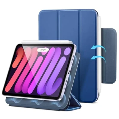 Immagine di ESR Cover per iPad Mini di 7a/6a Generazione (2024/2021), Sottile, Supporto Trifold a due Modalità, Resistente Aggancio Magnetico, Protezione Durevole, Pencil Pro/USB C, Viola