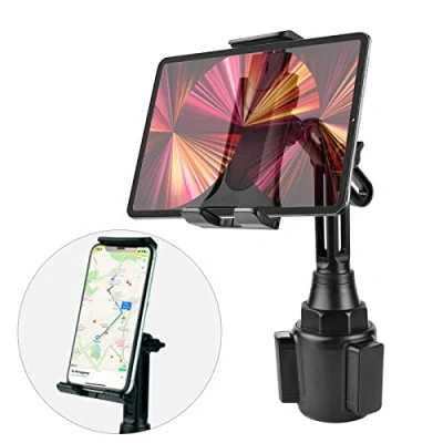 Immagine di Supporto Tablet Auto Portabicchieri, Porta da Regolabile per iPad Pro 9.7, 10.5, 11/ Air Mini 6 5 4 3 2/ Samsung Galaxy Tab, Cellulare iPhone, Smartphone