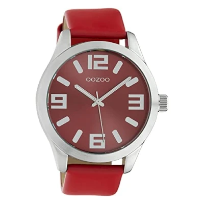 Immagine di Oozoo Orologio da donna con cinturino in pelle Classic Color Line XL 47 mm, Rosso C10237, extra groß, cinghia