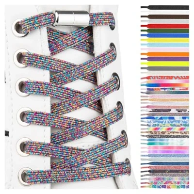 Immagine di SULPO Lacci scarpe elastici piatti stringhe elastiche colorati con chiusura rapida per sneakers bambini e adulti