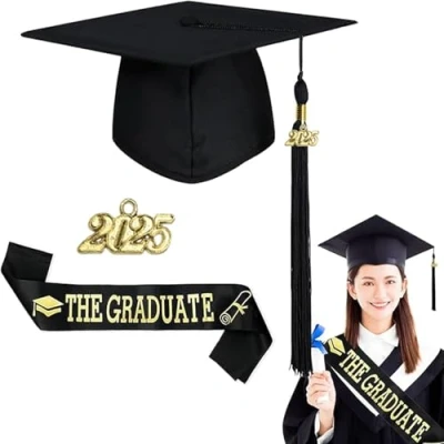 Immagine di Gxlaihly Cappello laurea,Cappello da laureato,Cappello laurea unisex,Cappello laurea,Tocco regolabile,Berretto diploma,Per diploma berretto universitario adulti (B)