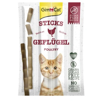 Immagine di GimCat Sticks Pollame, Morbide barrette da masticare con un’elevata percentuale di carne e senza aggiunta zuccheri, 1 confezione, x 4