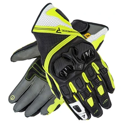 Immagine di REBELHORN ST Short Guanti da moto in pelle corti per uomo Pannelli superfabric schiuma SAS TEC Ventilazione Elementi flessibili Cuscinetti compatibili con touchscreen