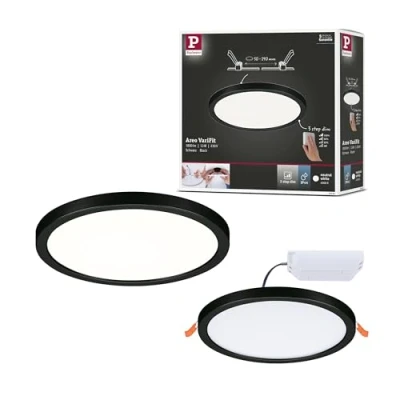 Immagine di Paulmann VariFit 79965 Pannello LED a incasso Areo IP44 175 mm 3 Step Dim tondo incl. 1x13 W dimmerabile bianco luce diurna nero plastica 4000 K 13 W, 1300lm