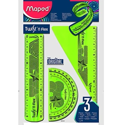 Immagine di Maped Twist &#039;n Flex Set per geometria, con righello, squadra, goniometro, colore: verde