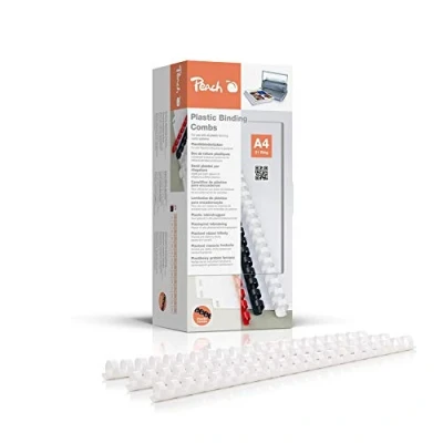 Immagine di Peach Spirali in plastica A4, 14 mm, 125 fogli, 100 pezzi, colore bianco, PB414 01
