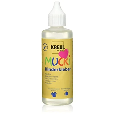 Immagine di Kreul 24382 Colla per Bambini Mucki, flacone, idrosolubile, solventi, Senza PVC, inodore, Uso Universale, Lavabile, cristallina, Colore Colorless, 80 ml,