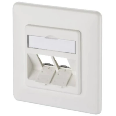 Immagine di Metz Connect 130B20D21002KE Presa di rete Da incasso Inserto con piastra centrale e telaio Non classificata 2 Porte Bianco puro (RAL 9010)