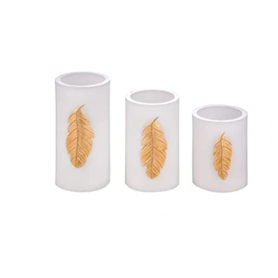 Immagine di Paulmann Golden Feather Candle Candela di cera Pauleen 48248 batteria e funzione, timer 6H, colore: bianco/oro, Insieme 3