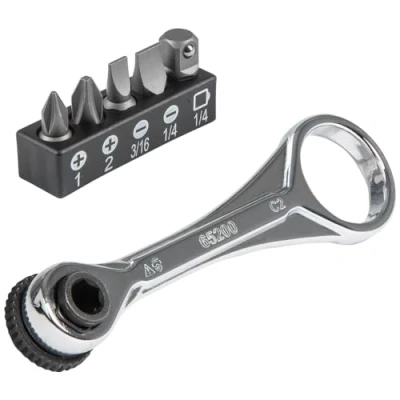 Immagine di KLEIN TOOLS, Set di 5 mini cricchetti con Phillips, intaglio e adattatore per prese altre dimensioni, spazi ristretti 65200
