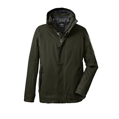 Immagine di Killtec Men&#039;s giacca funzionale/giacca da esterno 3 in 1 con cappuccio staccabile zip e pile KOW 167 MN JCKT, dark olive, XXL, 37925 000