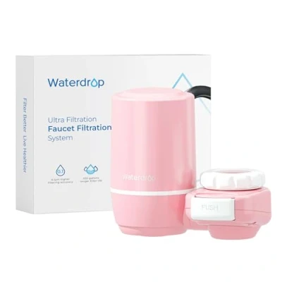 Immagine di Waterdrop per la Cura Della Pelle Sistema di Filtrazione, Filtro dell&#039;Acqua Rubinetto, Certificato NSF, Riduce il Cloro, si Adatta al Rubinetto Standard, WD FC 02, Rosa (1 Filtro)