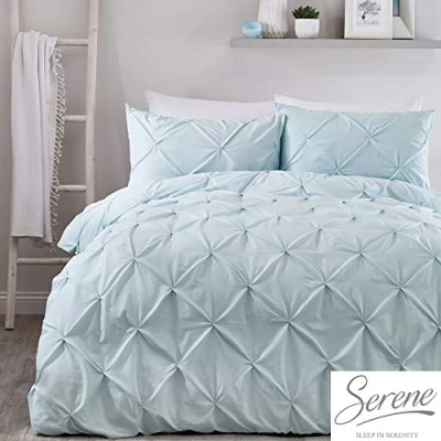 Immagine di Serene Lara Set copripiumino con ruches, facile da pulire, colore: Uovo d&#039;anatra, super king size