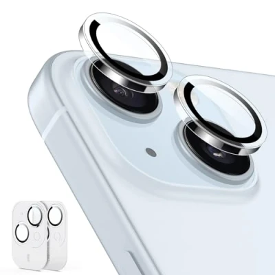 Immagine di ESR Pellicola Fotocamera Compatibile con iPhone 15/15 Plus/14/14Plus, 9H Vetro Temperato Protezione Lente sottile antigraffi, Bordi in alluminio,2 Set, Trasparente