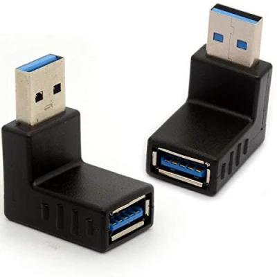 Immagine di OpenII Adattatore USB 3.0 ad angolo di 90 gradi, connettore da tipo A maschio femmina, 2 pezzi (UP + Down)