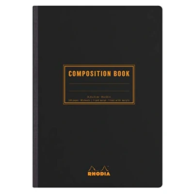 Immagine di RHODIA 119219C Taccuino Flessibile Dorso telato Composition Book nero A5 a righe 160 pagine Carta Clairefontaine bianca 80 g/m Classic