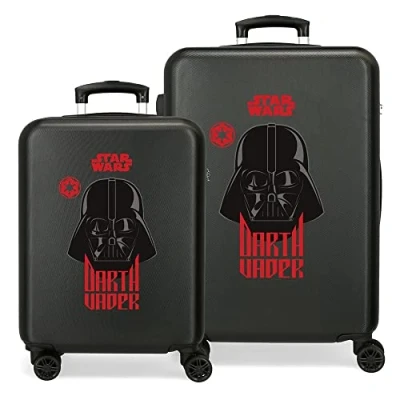 Immagine di Star Wars Squad Darh Vader, Set di Valigie, 55/65 cm Rigido ABS Chiusura a Combinazione Laterale 56L 6 kg 4 Doppie Ruote, Nero (Darth Vader)