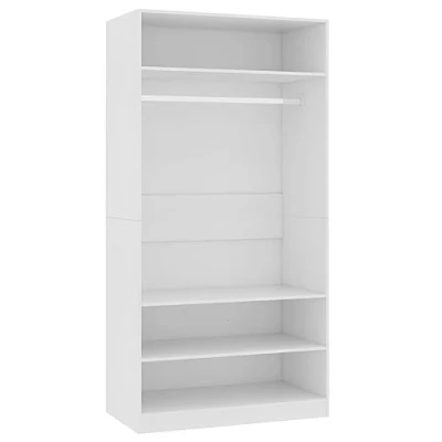 Immagine di vidaXL Armadio Aperto con Cassetti e Scomparto Appendiabiti Robusto Classico Elegante Guardaroba Bianco 100x50x200 cm in Multistrato