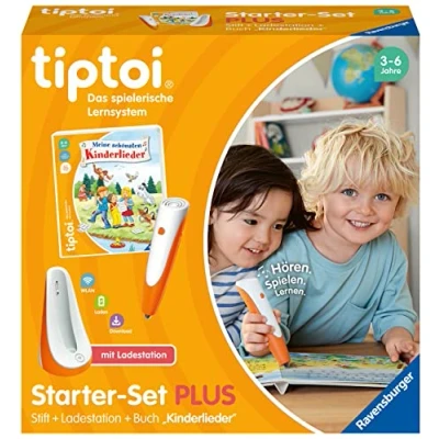 Immagine di Ravensburger Tiptoi Starter Set PLUS 00159: penna e libro Le mie canzoni più belle stazione di ricarica [Esclusivo Amazon]