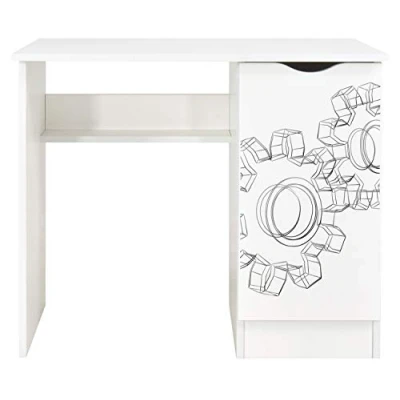 Immagine di leomark scrivania per bambini in legno 90cm x 50cm 77cm (LxPxA), set di mobili computer, scrittoio stile moderno, tavolo imparare e giocare, la camera dei bambini, Turbine