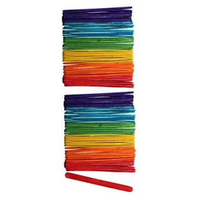 Immagine di Glorex 6 2200 681 legno per bricolage in di betulla laccato colorato, a forma bastoncini ghiaccio, circa 11,4 cm lunghezza con estremità arrotondate, 100 pezzi, multiuso il fai da