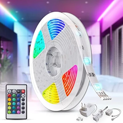 Immagine di B.K.Licht led rgb, 5m, Strisce LED, telecomando, colorata, accorciabile, adesiva, luci camera da letto, Striscia 5 metri, Striscia, tv retroilluminazione intelligente,