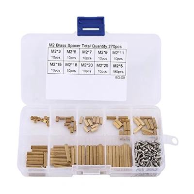 Immagine di M2 Femmina x Esagonale Distanziatore in Ottone con Viti Acciaio Inox Assortimento Kit 270Pz