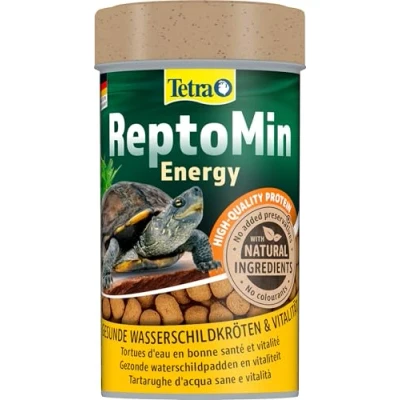 Immagine di Tetra ReptoMin Energy Turtle Food Mangime Premium Bilanciato e Ricco di Sostanze Nutritive con Krill Gamberetti, Barattolo da 100 ml