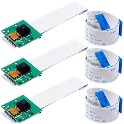 Immagine di AZDelivery 3 x Camera compatibile con Raspberry Pi Modulo E cavo flex 100cm Fotocamera incluso un Book!