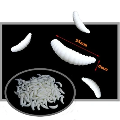 Immagine di Senven 100Pcs artificiale pane vermi, esca in silicone morbido bionico, pesca al verme, simulata, Plastica morbida ecologica latteo.