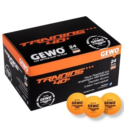 Immagine di GEWO palline da ping pong allenamento 40 + 3 stelle in plastica ABS con cuciture di alta qualità, diametro mm, confezione 24 pezzi, arancione