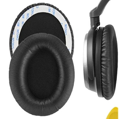 Immagine di Geekria QuickFit cuscinetti auricolari di ricambio in pelle proteica per Audio Technica ATH ANC7, ANC9, cuffie, parti riparazione (nero)