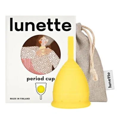 Immagine di Coppetta mestruale riutilizzabile Lunette Giallo Modello 1 per flussi mestruali leggeri (EN Versione)