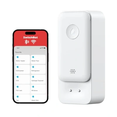 Immagine di SwitchBot Rilevatori di acqua WiFi(Nessun hub richiesto), rilevatore intelligente perdite d&#039;acqua, avvisi regolabili da 100 dB e app, impermeabile IP67, wireless