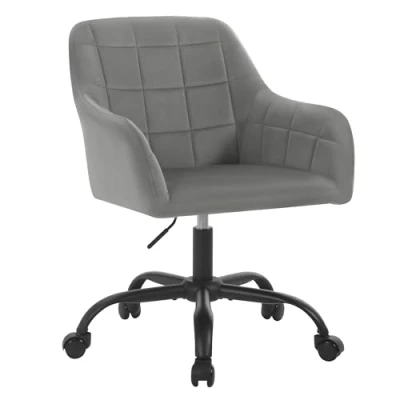 Immagine di WOLTU Sedia da Ufficio, Trucco, Girevole per Computer Ergonomica, Scrivania Regolabile in Altezza con Rotelle, Camera Letto, Velluto, Grigio scuro+nero, BS165dgr