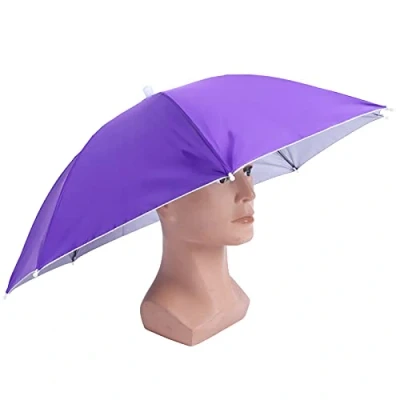 Immagine di Buachois Cappello da Ombrello, Ombrello Pesca Antivento con Protezione Solare, Berretto a Mani libere, Pieghevole sopra la Testa per l&#039;escursionismo (Viola)
