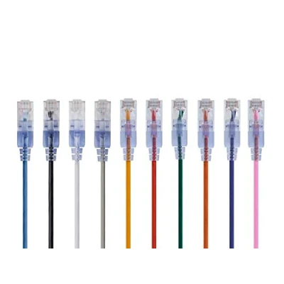 Immagine di Monoprice SlimRun Cavo patch Ethernet Cat6A Internet di rete RJ45, incagliato, UTP, filo rame puro nudo, 30 AWG, 3 m, 10 colori, confezione da