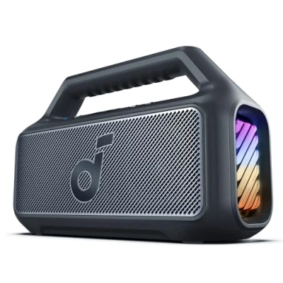 Immagine di Soundcore Cassa Bluetooth Portatile Boom 2, 80W Booming Sound con Subwoofer e BassUp 2.0, 24H, IPX7, Luce LED, USB C, EQ Personalizzato, per Esterni, Campeggio Spiaggia Giardino