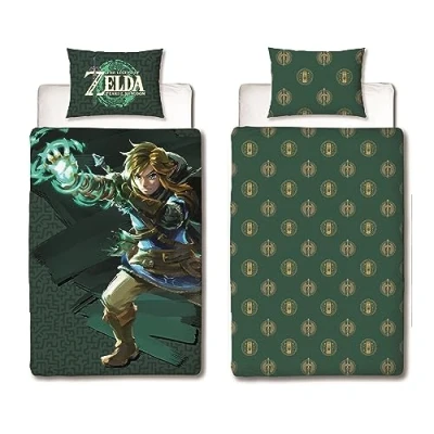 Immagine di Character World, set di biancheria da letto double face, motivo “The Legend of Zelda, 135 x 200 cm, 80 100% cotone linone con chiusura lampo