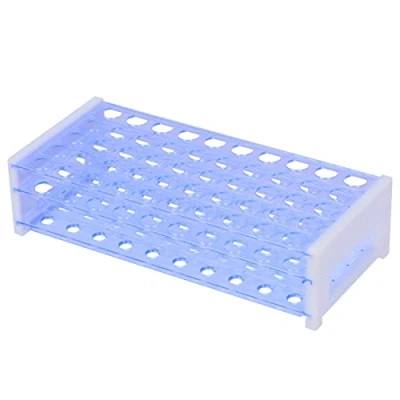 Immagine di stonylab Rack per Provette, Provette in Plastica blu Staccabile a 3 Livelli, Supporto Esperimenti Scientifici di Laboratorio, 16 mm 50 Posti