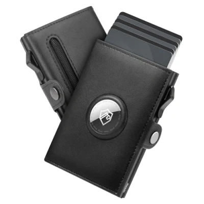 Immagine di YESIIW Portafoglio Airtag Acapacità Enorme Uomo con 7 Scomparti per Carte Pop up Porta 12+ Cartes, Wallet Monete, Banconote &amp; d&#039;identità, Relago (Nero)