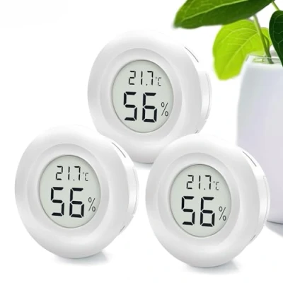 Immagine di MAVORI® 3 pz. Mini termometro digitale &amp; igrometro mini: Misuratore di umidità interna preciso piccolo per la misura della temperatura e dell&#039;umidità (nero)