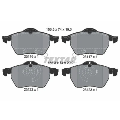 Immagine di TEXTAR 2311701 Kit pastiglie freno con segnalatore acustico usura OPEL: Zafira A, Astra G Caravan, CC, SAAB: 9 5 Station Wagon, 3 Cabrio