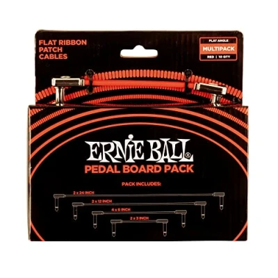Immagine di Ernie Ball, Cavo patch piatto a nastro per pedaliera, confezione multipla, colore rosso