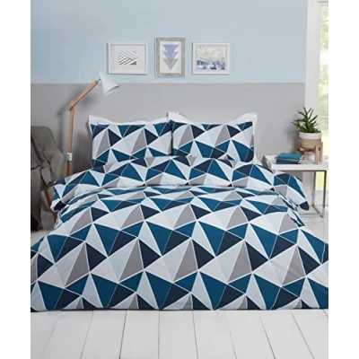 Immagine di Rapport Home LEO Set copripiumino singolo reversibile, motivo geometrico, in cotone, colore: blu navy