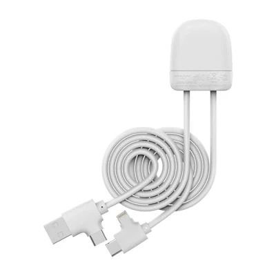 Immagine di Xoopar Ice Cable Cavo di ricarica multi USB, USB C, Lightning da 1 metro con trasferimento dati per smartphone Iphone, Samsung, Huawei, Xiaomi, Wiko, LG, tablet Bianco