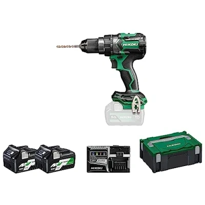 Immagine di HIKOKI Akku Schlagbohrschrauber DV18DCWRZ, 13mm Metall Schnellspannbohrfutter (18V, 5,0 Ah / 36V, 2,5 Li ion Akku, Max. Festdrehmoment hart: 140 Nm, Brushless, Zubehör: im HSCII Koffer)