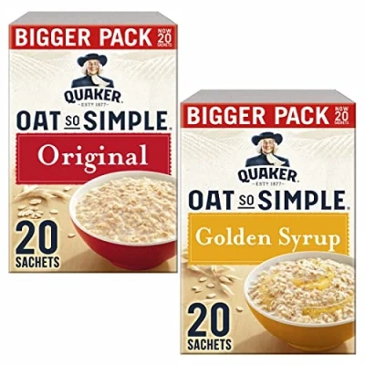 Immagine di Cleverry set con Quaker Oat So Simple Farina D&#039;Avena Porridge Originale 20 buste x 27g e Golden Syrup 36g Oatmeal per una deliziosa colazione