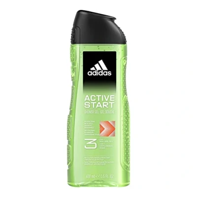 Immagine di Adidas, Active Start Gel Doccia Bagnoschiuma 3 in 1 per Corpo, Capelli e Viso, Formula Vegana, 400ml